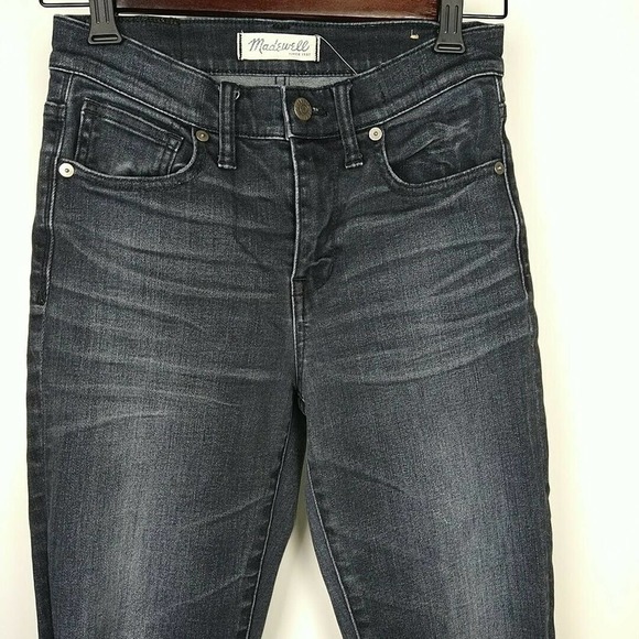 Madewell Dark Wash High Riser Distressed Jeans - Picture 2 of 10